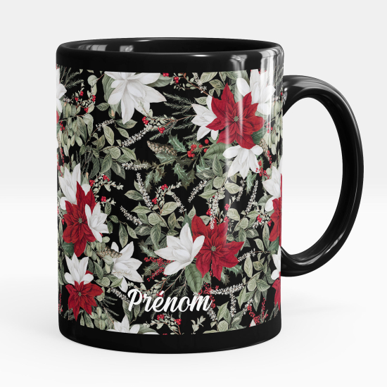 Mug - Tasse personnalisée Noir intégral - Fleurs