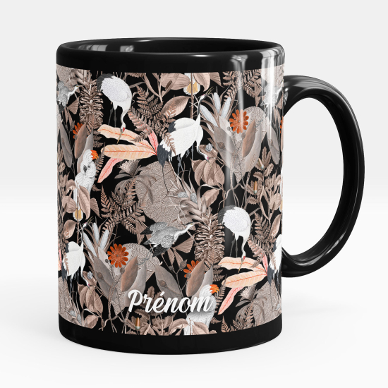 Mug - Tasse personnalisée Noir intégral - Fleurs