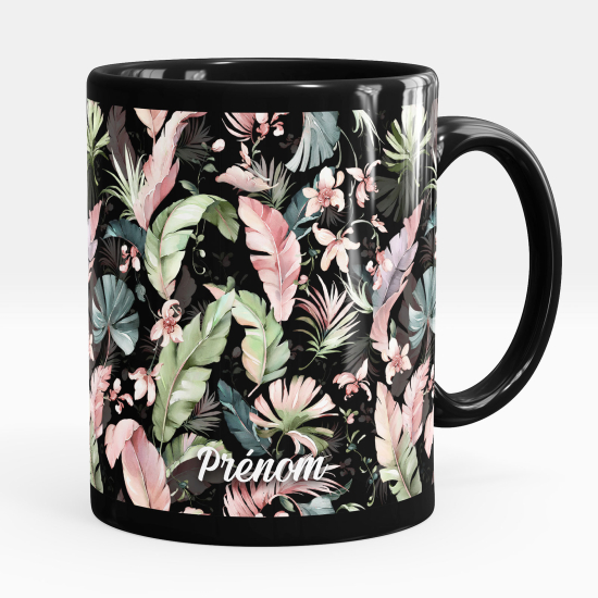 Mug - Tasse personnalisée Noir intégral - Fleurs