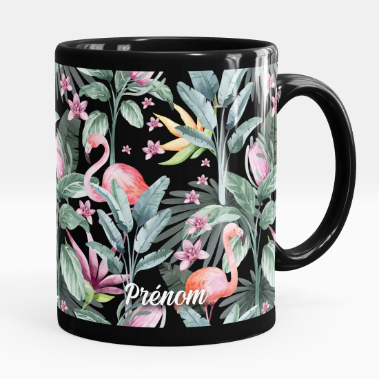 Mug - Tasse personnalisée Noir intégral - Fleurs