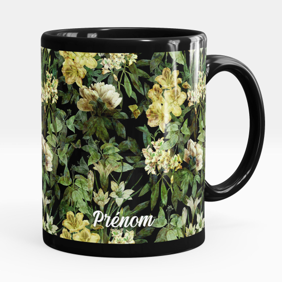 Mug - Tasse personnalisée Noir intégral - Fleurs