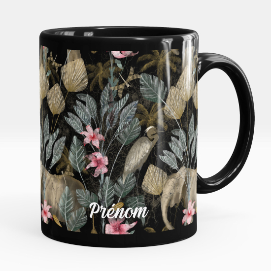 Mug - Tasse personnalisée Noir intégral - Fleurs