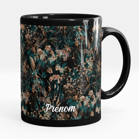 Mug - Tasse personnalisée Noir intégral - Fleurs