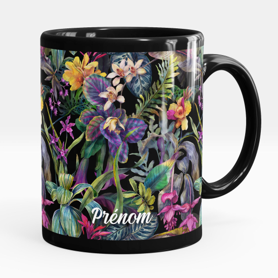 Mug - Tasse personnalisée Noir intégral - Fleurs