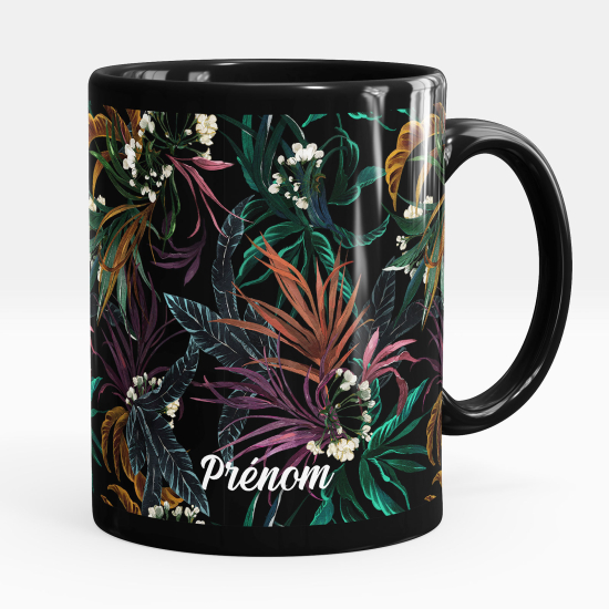 Mug - Tasse personnalisée Noir intégral - Fleurs