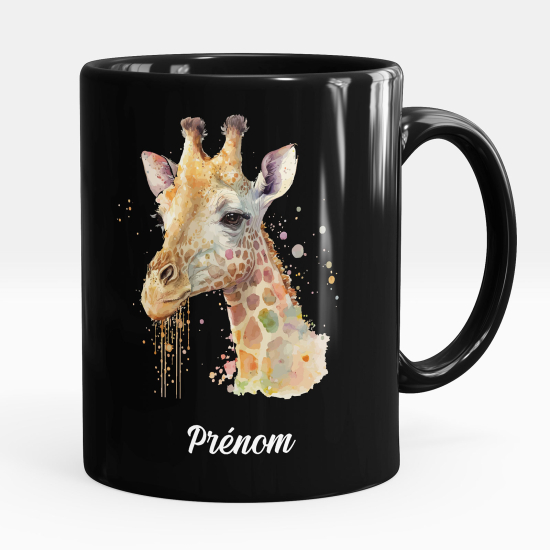 Mug - Tasse personnalisée Noir intégral - Girafe