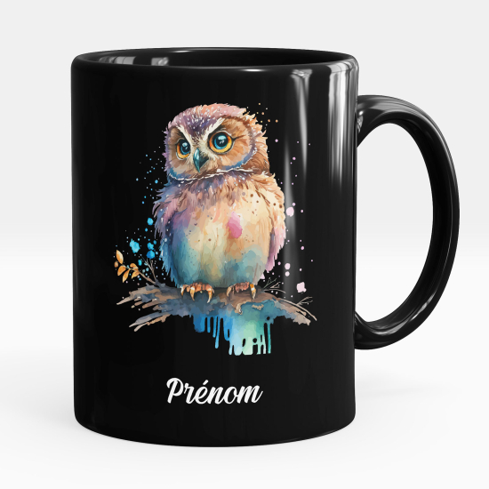 Mug - Tasse personnalisée Noir intégral - Hibou