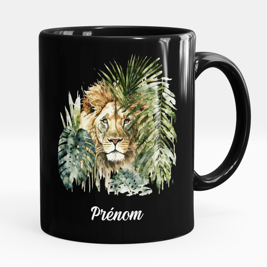 Mug - Tasse personnalisée Noir intégral - Lion