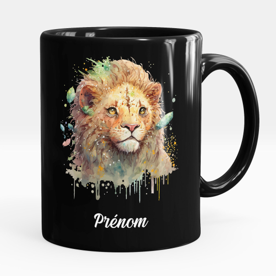 Mug - Tasse personnalisée Noir intégral - Lion