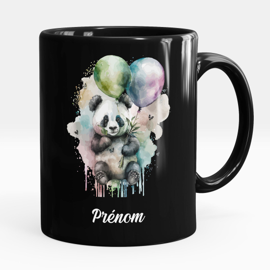 Mug - Tasse personnalisée Noir intégral - Panda ballons