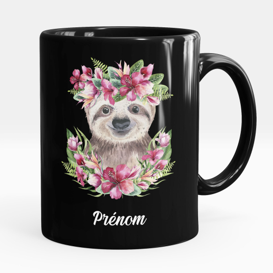 Mug - Tasse personnalisée Noir intégral - Paresseux