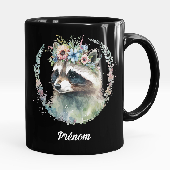 Mug - Tasse personnalisée Noir intégral - Raton laveur