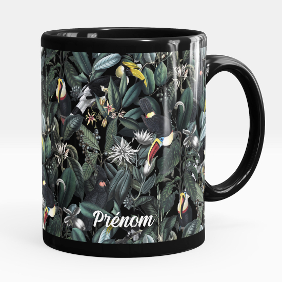 Mug - Tasse personnalisée Noir intégral - Toucans