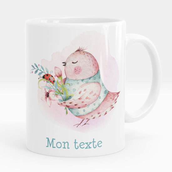 Mug - Tasse personnalisée - Oiseau fleurs