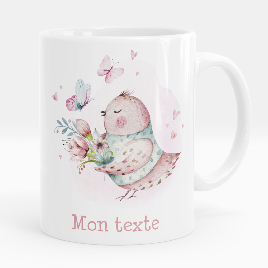 Mug - Tasse personnalisée - Oiseau fleurs