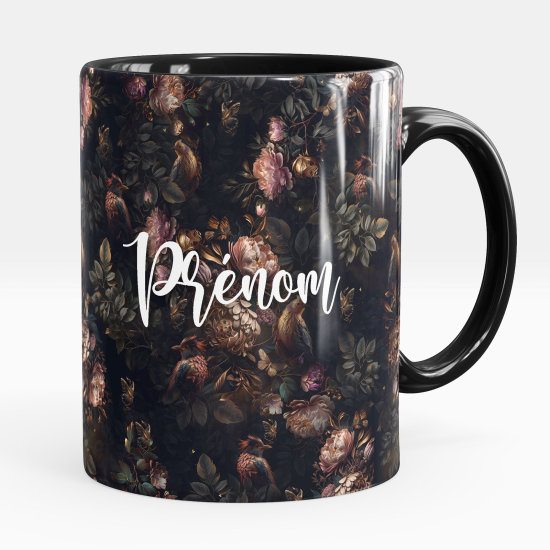 Mug - Tasse personnalisée - Oiseaux fleurs