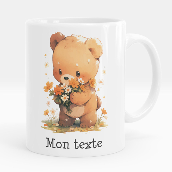 Mug - Tasse personnalisée - Ourson fleurs