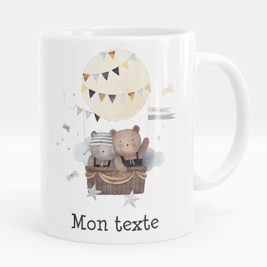 Mug - Tasse personnalisée - Oursons montgolfière