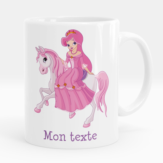 Mug - Tasse personnalisée - Princesse et licorne