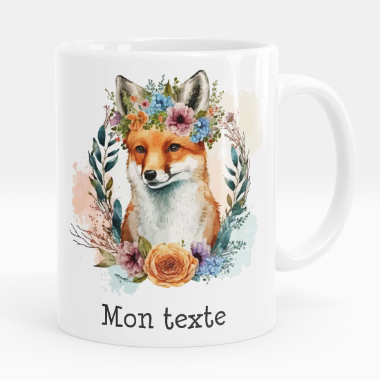 Mug - Tasse personnalisée - Renard fleurs