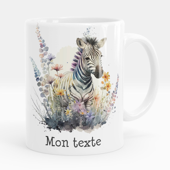 Mug - Tasse personnalisée - Zèbre fleurs