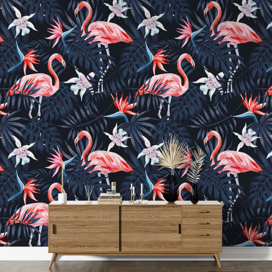 Papier peint motif XL - Flamants roses