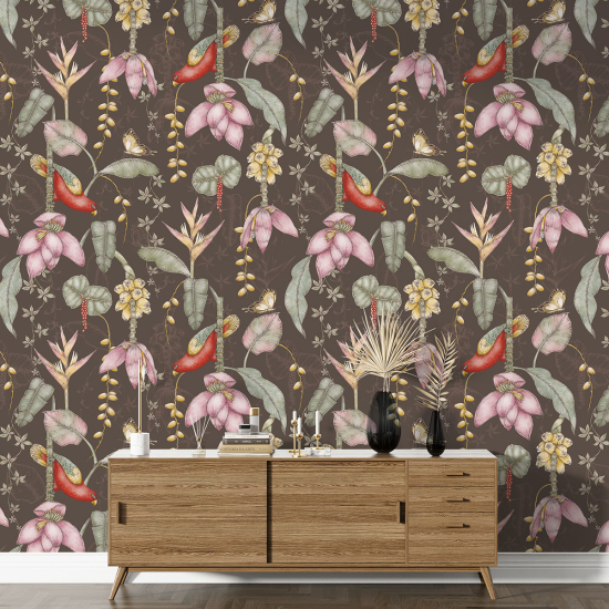 Papier peint motif XL - Fleurs Oiseaux