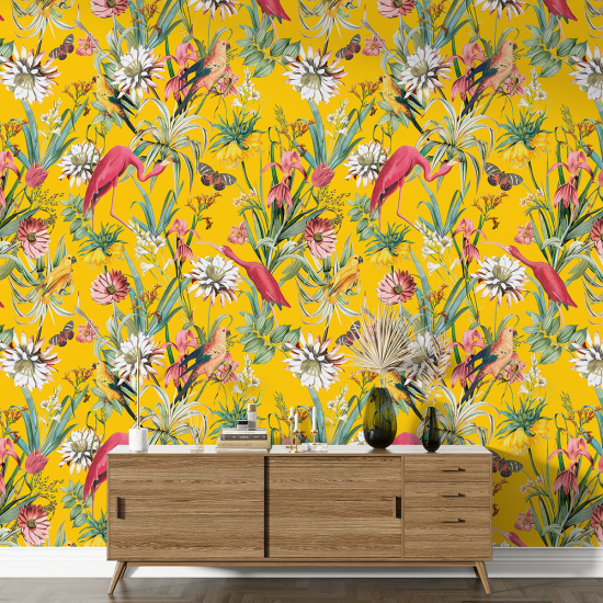 Papier peint motif XL - Fleurs Oiseaux