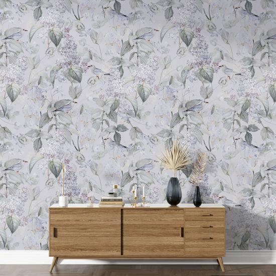 Papier peint motif XL - Fleurs Oiseaux