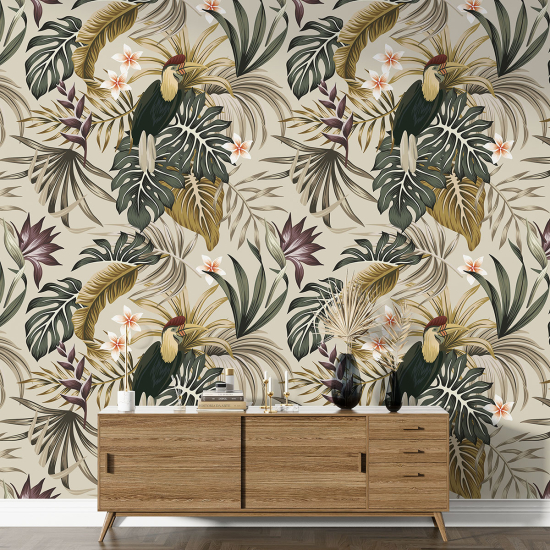 Papier peint motif XL - Fleurs Oiseaux