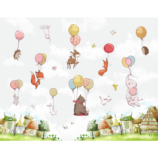 Papier peint panoramique Enfants - Animaux Ballons