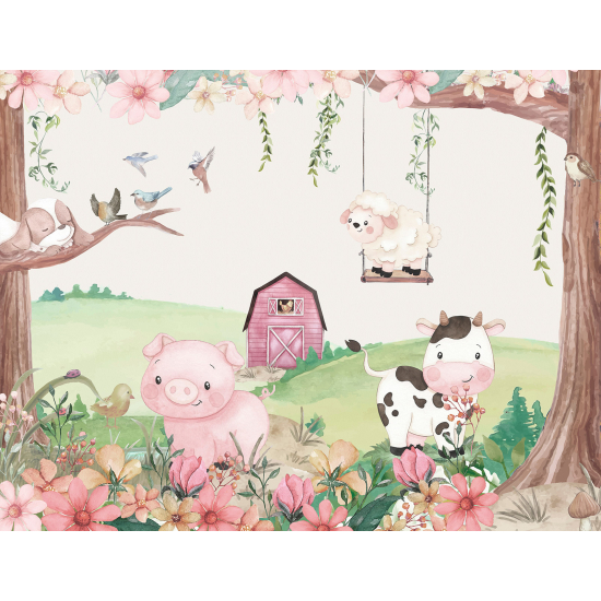 Papier peint panoramique Enfants - Animaux de la Ferme