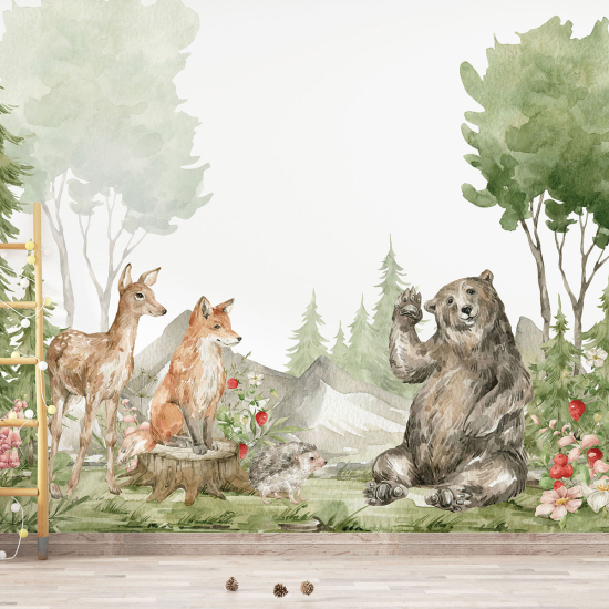 Papier peint panoramique Enfants - Animaux de la Forêt