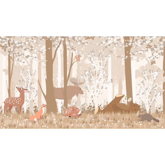 Papier peint panoramique Enfants - Animaux de la Forêt