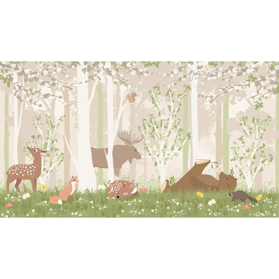 Papier peint panoramique Enfants - Animaux de la Forêt