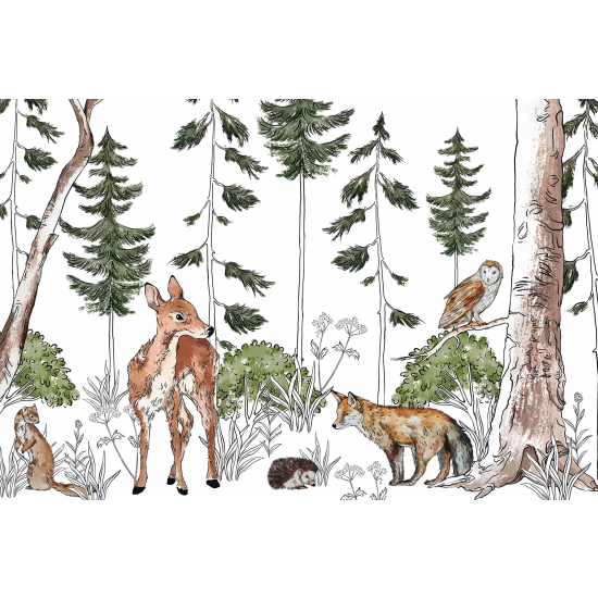 Papier peint panoramique Enfants - Animaux de la Forêt