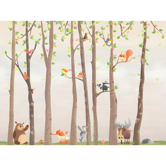 Papier peint panoramique Enfants - Animaux de la Forêt