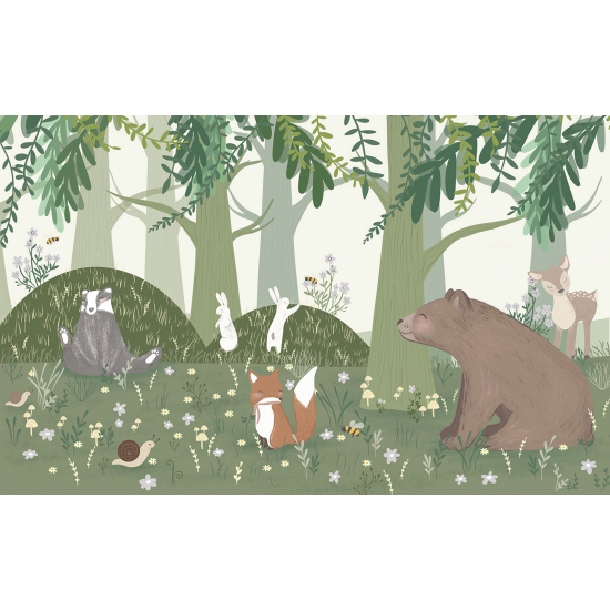 Papier peint panoramique Enfants - Animaux de la Forêt