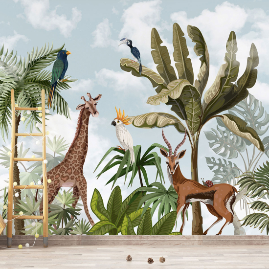 Papier peint panoramique Enfants - Animaux de la Jungle