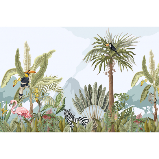 Papier peint panoramique Enfants - Animaux de la Jungle