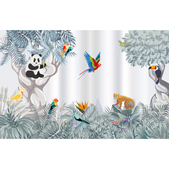 Papier peint panoramique Enfants - Animaux de la Jungle