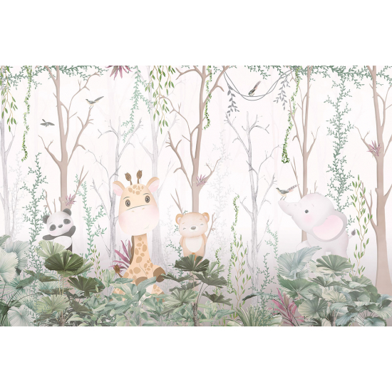 Papier peint panoramique Enfants - Animaux de la Jungle