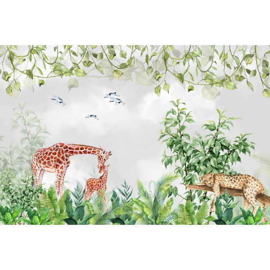 Papier peint panoramique Enfants - Animaux de la Jungle