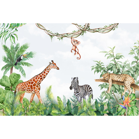 Papier peint panoramique Enfants - Animaux de la Jungle