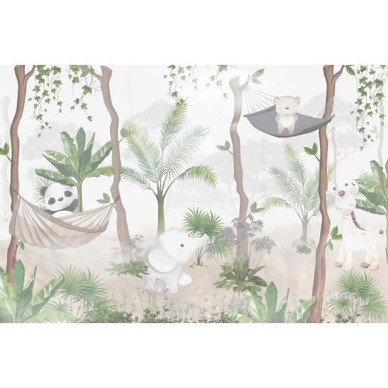 Papier peint panoramique Enfants - Animaux de la Jungle