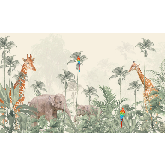 Papier peint panoramique Enfants - Animaux de la Jungle