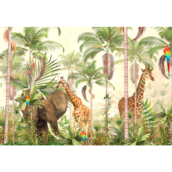 Papier peint panoramique Enfants - Animaux de la Jungle