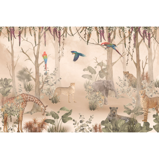 Papier peint panoramique Enfants - Animaux de la Jungle