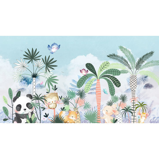 Papier peint panoramique Enfants - Animaux de la Jungle