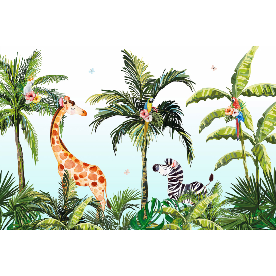 Papier peint panoramique Enfants - Animaux de la Jungle